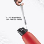 MILTON Climb 1100 Stainless Steel Sipper Water Bottle 1150 ml, Single Walled, ISI Certified I Leak Proof Lid, Rust Proof I For School, Office, Gym I Red - Image 3