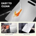 OrganizeMee Large Stainless Steel Cutting Board for Kitchen - Premium Vegetable and Fruit Cutter, Heavy-Duty Metal Chopping Board, Big Size Pad (36 cm X 25 cm) - Image 4