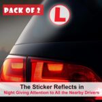 GLUN ® VinylReflective L Glass Sticker for Learning Drivers | Waterproof Car Board Sticker | Easily Removable, 15cm x 15cm, 2-Pack - Image 3