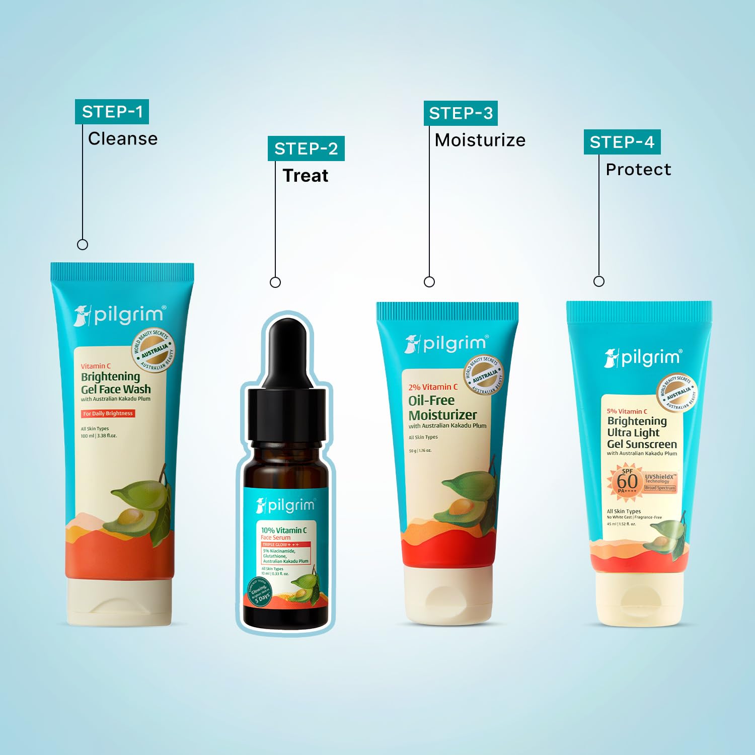 Pilgrim 10% Vitamin C Face Serum For Daily Brightness 10 ml | Face serum for glowing skin | Reduces Dark Spots & Evens Skin Tone | Fragrance Free | For Men and Women | All Skin Types | - Image 3