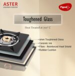 Pigeon Aster Gas Stove 2 Burner with High Powered Brass Burner, Gas Cooktop with Glass Top and Powder Coated Body, black, standard (14266) - Image 4