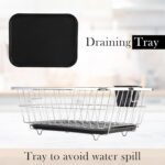 Kuber Industries Stainless Steel Dish Rack for Kitchen | Vessels Organizer Stands with Handle | Spoon Holder & Draining Tray Included | 17x22 Inch, 56x44x23 cm - Image 5