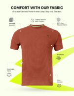 AWG ALL WEATHER GEAR Men Solid Waffle Crew Neck Tshirt | Waffle Knit T-Shirt | Men's T-Shirt | Tees for Man | Textured Half Sleeve T-Shirt's | Tshirt for Men Stylish - Image 2