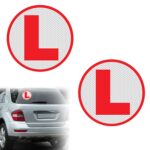 GLUN ® VinylReflective L Glass Sticker for Learning Drivers | Waterproof Car Board Sticker | Easily Removable, 15cm x 15cm, 2-Pack - Image 2