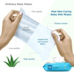Mee Mee Wet Wipes for Baby Skin with Aloe Vera 72Pcs, Pack of 3 | Paraben Free, Fragrance Free, pH Balanced, Dermatologically Safe, Baby Wipes Combo | Pack With Lid - Image 2
